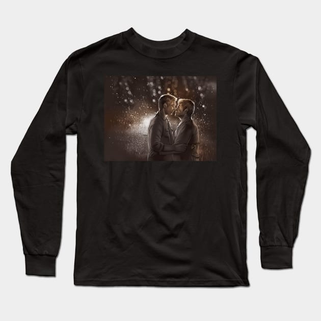 Destiel under the Rain Long Sleeve T-Shirt by GioGui